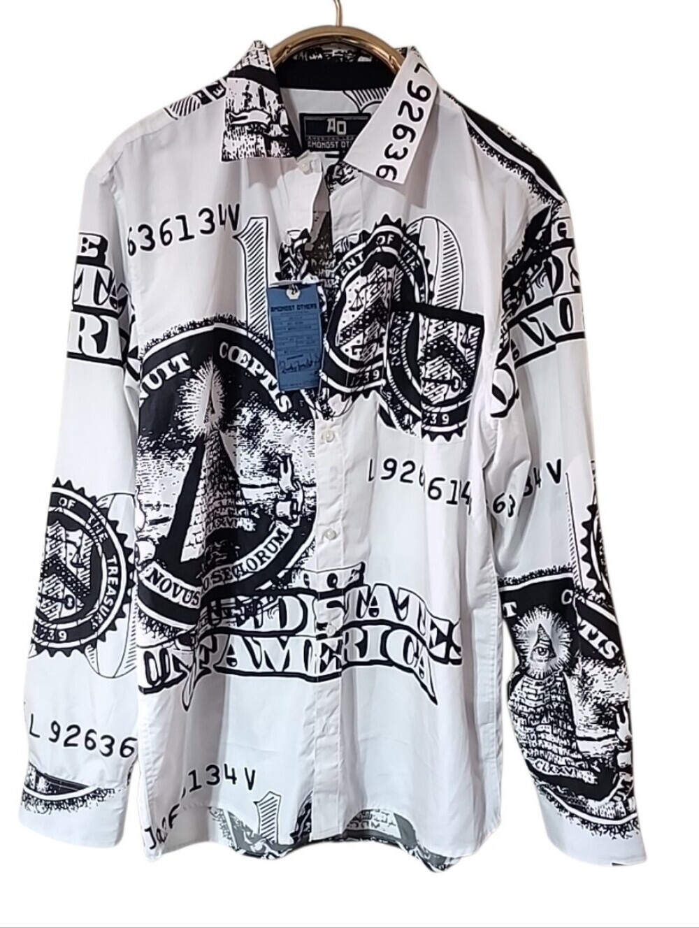 AO Amongst Others Dollar Bill Button Up Shirt. Nwt 2XL